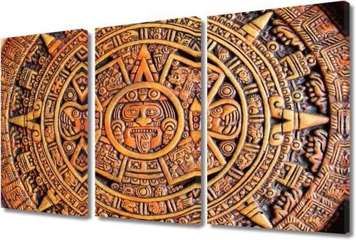 Miniatura 53 de Arte de pared de 3 piezas, pintura en lienzo del Día de los Muertos, Bailarín azteca, impresión sobre lienzo, festival mexicano, obra de arte