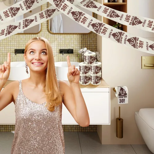 Miniatura 7 de Decoraciones de cumpleaños número 30 para hombres y mujeres, ideas de regalos de 30 años para él y ella, rollo de papel higiénico de broma 30 Años