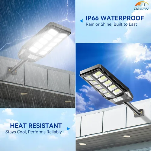 Miniatura 6 de Deepn Farolas solares para exteriores, luces solares de grado comercial para exteriores, impermeables, luz LED de estacionamiento del atardecer al