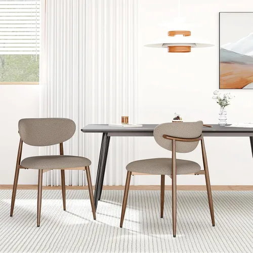 Miniatura 10 de MALOL Juego de 2 sillas de comedor, sillas de comedor tapizadas con patas de metal y almohadillas antideslizantes, silla de cocina con respaldo Beige