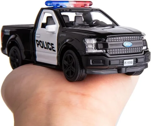 Miniatura 5 de BDTCTK Escala 1/36 compatible con Ford F150 Pickup Truck modelo de coche de policía, aleación de zinc fundido a presión, vehículos de tracción