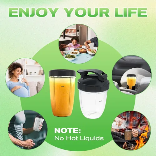Miniatura 21 de Vasos de licuadora de repuesto para licuadora Nutribullet de 18 onzas con tapa, compatible con Nutribullet 600 W 900 W licuadora exprimidor