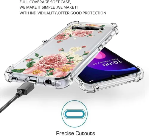 Miniatura 6 de Osophter Funda para LG V60 ThinQ, funda para LG V60, transparente, esquinas reforzadas de poliuretano termoplástico (TPU), absorción de golpes