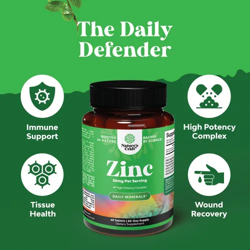 Miniatura 4 de Suplemento de apoyo inmunológico de zinc de 50 mg – Suplemento complejo de zinc para el sistema inmunológico y para mejorar el cabello, la piel