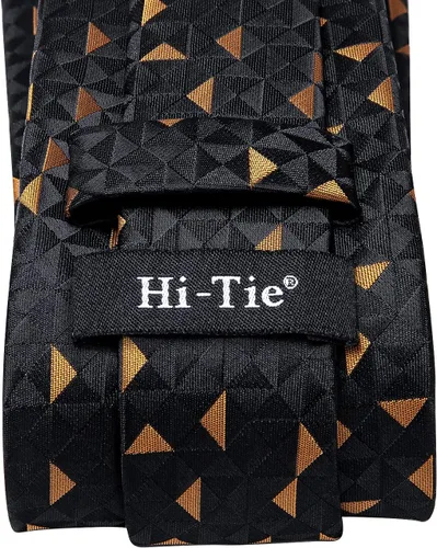 Miniatura 108 de Hi-Tie Corbatas de seda para hombre, diseño de cachemira a rayas, con bolsillo, gemelos cuadrados, conjunto formal de negocios