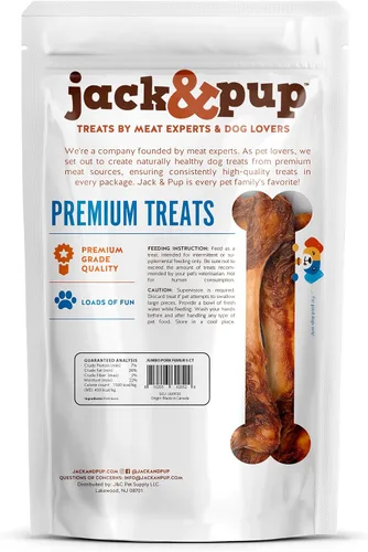 Miniatura 6 de Jack&Pup Huesos de fémur de cerdo jumbo para perros de larga duración Huesos de perro de carne gourmet Un solo ingrediente, salados, sin cuero