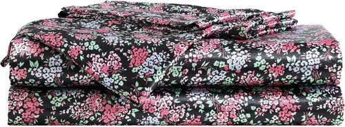 Miniatura 12 de Betsey Johnson - Sábanas de cama individual, juego de ropa de cama de satén con fundas a juego, suaves y sedosas, esenciales para dormitorio