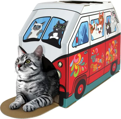 Miniatura 7 de American Cat Club Casa para gatos con rascador y hierba gatera incluidos - Casa de playa