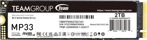Miniatura 9 de TEAMGROUP MP33 256GB con caché SLC 3D NAND TLC NVMe 1.3 PCIe Gen3x4 M.2 2280 SSD interno R/W velocidad de hasta 1600/1000 MB/s para portátil y PC