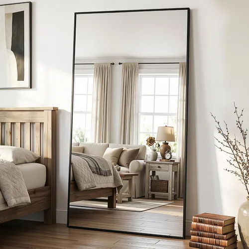 Miniatura 10 de Espejo de cuerpo entero, 76"x44" Espejo de pie independiente, Espejo de pie de gran tamaño Espejos de cuerpo entero con soporte para dormitorio