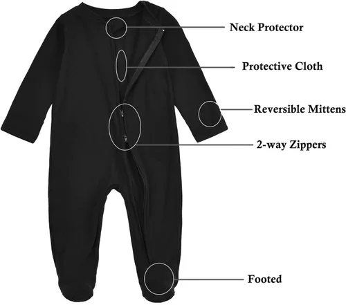 Miniatura 2 de Aablexema Pijama de algodón orgánico con cremallera para recién nacido, con puños de manoplas