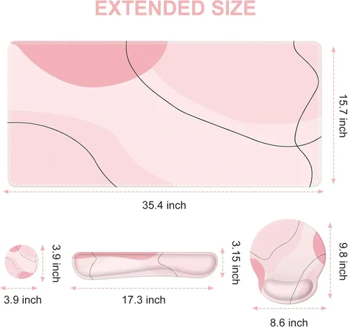Miniatura 2 de iCasso Alfombrilla Grande para Mouse Gaming con Soporte de Muñeca, Alfombrilla de Escritorio, Mousepad XXL 4 en 1 + Reposamuñecas para Teclado +
