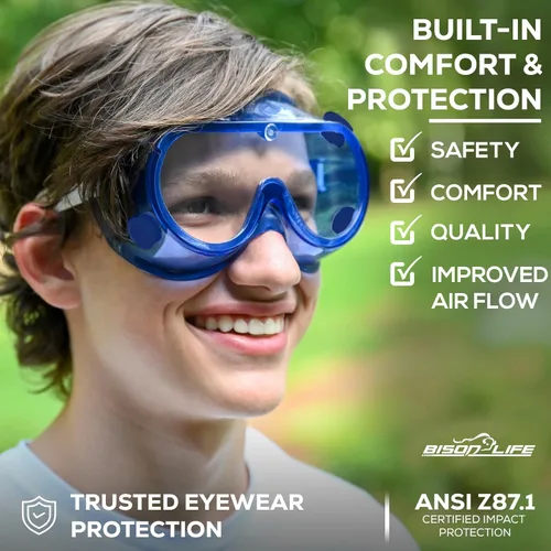 Miniatura 3 de BISON LIFE Gafas de seguridad para niños, gafas protectoras para niños a granel, ANSI Z87.1, gafas de seguridad para niños, paquete de gafas