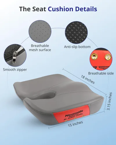Miniatura 5 de Cojín de asiento, cojín extra grande de espuma viscoelástica para silla de oficina, almohadilla ergonómica para aliviar la presión del automóvil