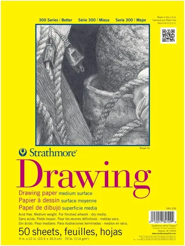 Miniatura 4 de Strathmore 300 Series - Bloc de papel para dibujo, encuadernado con alambre superior, 9 x 12 pulgadas, 50 hojas (70lb/114g) - Papel de artista