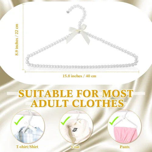 Miniatura 5 de Threan 20 piezas de 16 pulgadas de perlas con cuentas de ropa con lazo de lazo de metal elegante ropa estándar para mujer, novia, vestido de boda