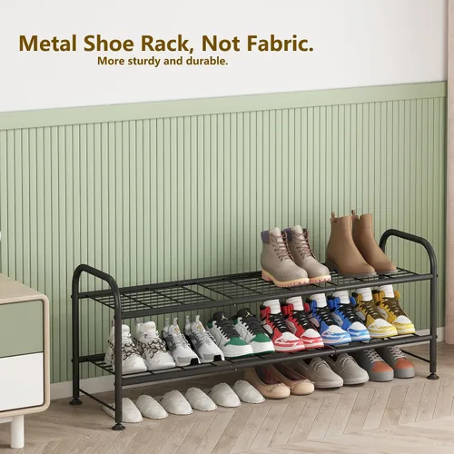 Miniatura 5 de LINZINAR Zapatero de 2 niveles organizador de almacenamiento para armario entrada metal negro