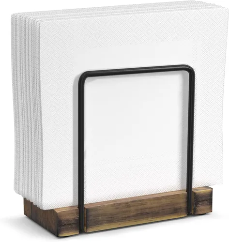 Miniatura 41 de Wican Bandeja para toallas de invitados para baño, servilletas de madera y hierro para tocador, mesa de comedor, cesta de madera para toallas