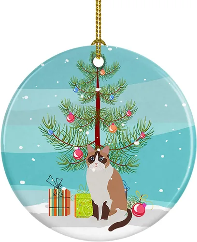 Miniatura 34 de Caroline's Treasures Adorno de cerámica con texto en inglés "Merry Christmas" para colgar en el árbol de Navidad, decoración para el hogar, Navidad