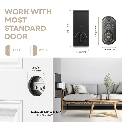 Miniatura 9 de Cerradura de puerta de huella dactilar Cerradura de puerta de entrada sin llave Cerradura de cerrojo para puerta delantera Cerradura inteligente