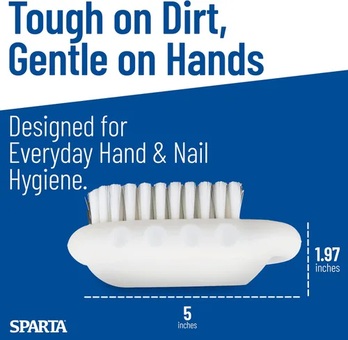 Miniatura 5 de Cepillo exfoliante para uñas SPARTA de grado comercial, cepillo resistente para manos y uñas con cerdas rígidas para jardineros, mecánicos y Blanco