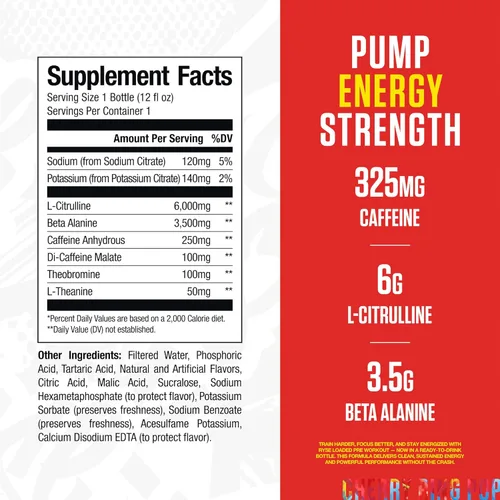 Miniatura 2 de RYSE - Bebida cargada para antes del entrenamiento, Ring Pop Cherry, sin azúcar, suplemento energético listo para beber con 325 mg de cafeína