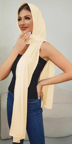 Miniatura 4 de REEMONDE Chales para mujer, chales de gasa brillante, hiyab, bufanda, pareo nupcial de boda, chales para vestidos de noche