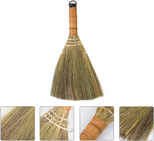 Miniatura 10 de LIFKOME Escoba de hierba para interiores, escoba de mango tailandés, herramienta de limpieza de barrido, escoba asiática hecha a mano para el hogar