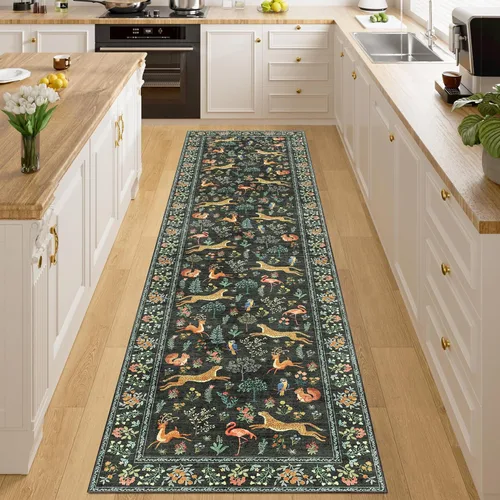 Miniatura 71 de DUKINO Alfombra de área de 6 x 9 pies, alfombra floral para sala de estar, ligera, antideslizante, lavable, alfombra de interior de pelo bajo