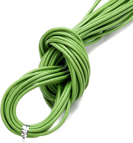 Miniatura 26 de Cuerda redonda de cuero real de 21 yardas, cuerda trenzada de cuero genuino para hacer joyas, collares, pulseras, cordones de zapatos, correas