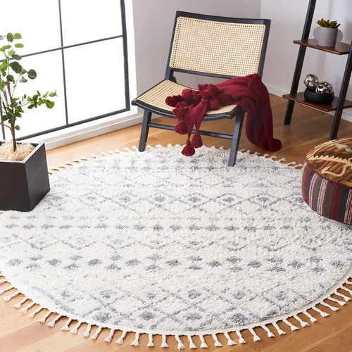 Miniatura 40 de SAFAVIEH Berber Fringe Shag Collection - Alfombra decorativa de 2 pies 2 pulgadas x 4 pies, color crema y gris oscuro, diseño que no desprende