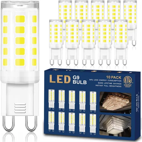 Winshine - Bombilla LED G9 doble clavija, bombillas T4 G9 de luz diurna de 6000 K para candelabros, 4 W (equivalente halógeno de 40 W), ángulo del