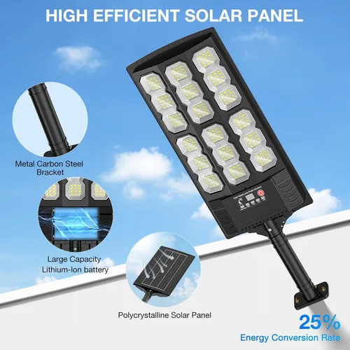 Miniatura 2 de Farolas solares para exteriores, luces LED solares de 20000LM con control remoto, luces con sensor de movimiento, para exteriores, patio, garaje