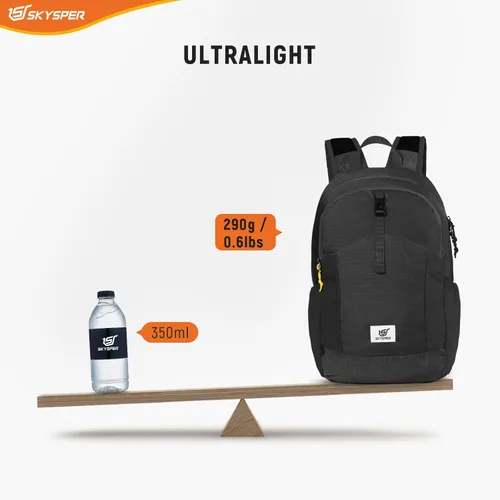 Miniatura 4 de SKYSPER Mochila pequeña de senderismo para hombres y mujeres, 20L RFID, plegable, ultraligera, plegable, mochila de viaje Negro