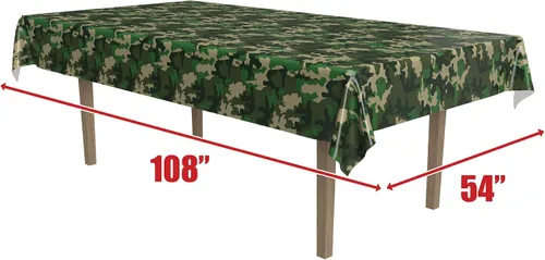 Miniatura 2 de Beistle Mantel de plástico de camuflaje, mantel rectangular de camuflaje para cumpleaños con temática militar, fiestas de campamento, eventos