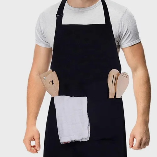 Miniatura 9 de UPKOCH 2pcs Black Kitchen Aprons for Men and Women, Multi-functional Cooking and Bbq Work Apron with Adjustable Straps, 70x75cm Food Service