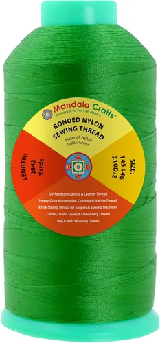 Miniatura 293 de Mandala Crafts - Hilo de nailon para coser cuero, tapicería, mezclilla y para trenzar el pelo; resistente, 1500 yardas, tamaño 69 T70 Marrón