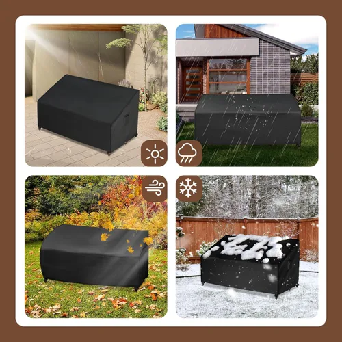 Miniatura 4 de iBirdie Funda de sofá para muebles de patio, 87 x 38 x 35 pulgadas, funda impermeable para sofá biplaza de 3 plazas, para exteriores, color negro