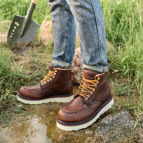 Miniatura 3 de Botas de trabajo para hombre - Botas de trabajo de 6 pulgadas con punta de cuña suave, Botas de trabajo impermeables para hombre