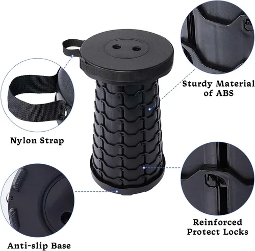 Miniatura 3 de VOLIXOD Taburete telescópico plegable portátil, taburete retráctil para adultos, asientos plegables mejorados con capacidad de carga de 550 libras