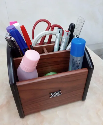 Miniatura 5 de Tenedor de control remoto giratorio, soporte de pluma para escritorio, organizador de almacenamiento remoto de madera, carrito de control remoto