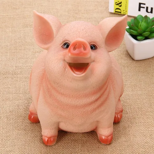 Miniatura 4 de Bonita alcancía con forma de cerdo, alcancía rosa, alcancía de animales, pequeña alcancía para niñas y niños, banco de ahorros de resina (M)
