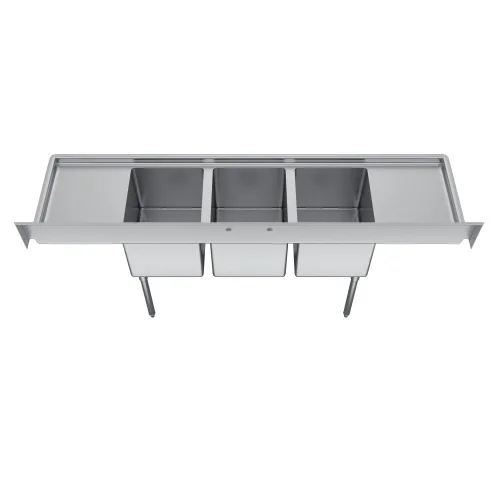 Miniatura 4 de Elkay Foodservice Fregadero de 3 compartimentos, 94 x 23.75 pulgadas OA, altura de trabajo de 36 pulgadas, cuenco de 18 x 18 pulgadas, 12 profundos