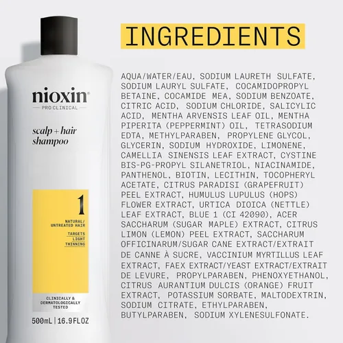 Miniatura 8 de Nioxin Sistema de engrosamiento del cuero cabelludo + cabello, 1 champú, para cabello natural o sin tratar con ligero adelgazamiento
