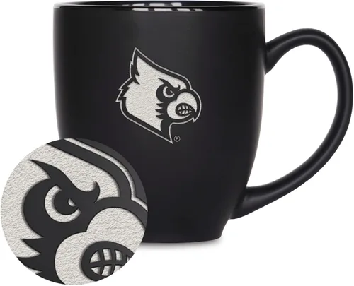 Miniatura 154 de Rico Industries - Taza de cerámica mate negra con grabado láser estándar de 15oz para NCAA (escuelas T & U) - Para bebidas calientes o frías