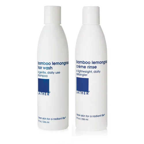LATHER Bamboo Lemongrass Champú y acondicionador – Suave champú hidratante diario y acondicionador desenredante para todo tipo de cabello – Ligero,