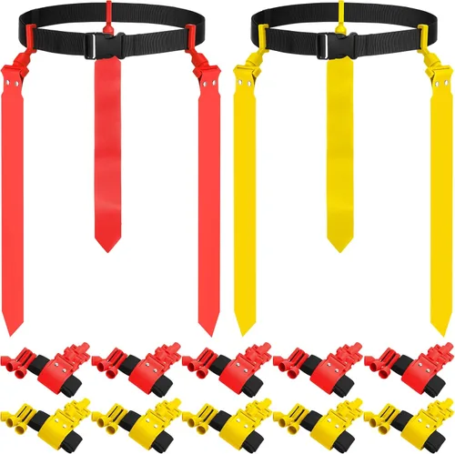 Miniatura 14 de Hungdao Cinturones y banderas de fútbol para 10/12 jugadores, cinturones de fútbol ajustables para niños, adolescentes, adultos, entrenamiento