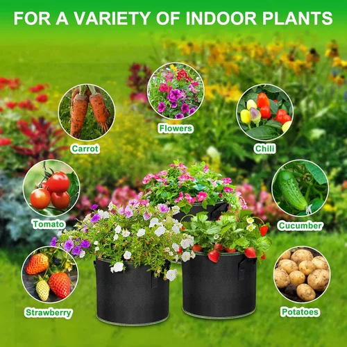 Miniatura 6 de MEKOLIFE Bolsas de cultivo de 5 galones, paquete de 3 unidades, bolsas de tela no tejida gruesa con asas para plantar verduras, flores, papas