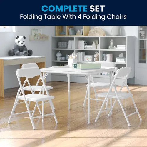 Miniatura 6 de Flash Furniture Mindy Kids - Juego de mesa y sillas cuadradas plegables de 5 piezas para guardería y aulas, juego de mesa y sillas de actividades
