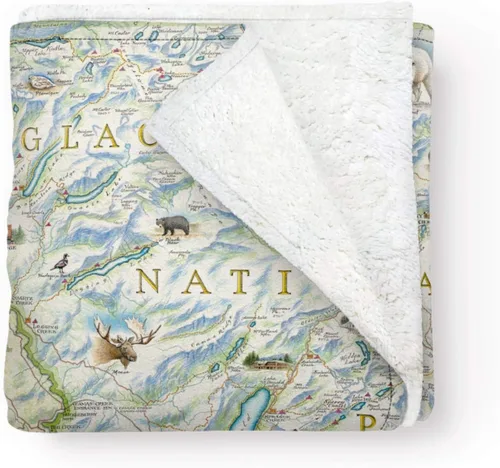 Miniatura 46 de Xplorer Maps Manta de forro polar del Parque Nacional Acadia Manta de 58 x 50 pulgadas Arte original dibujado a mano